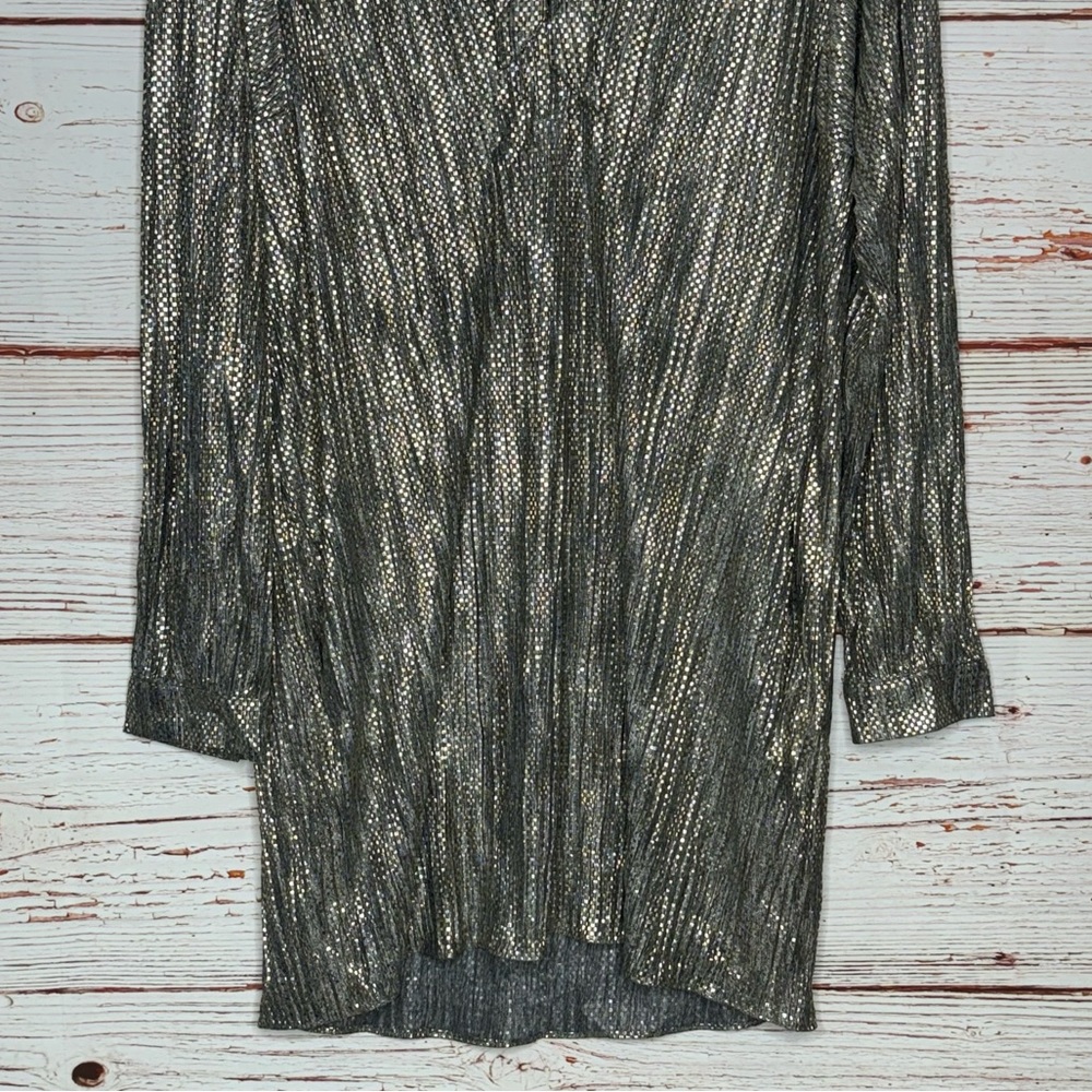 Sabina Musayev Eugene Gold Tied Shimmer Tunic Dress Sz M - Picture 11 of 16